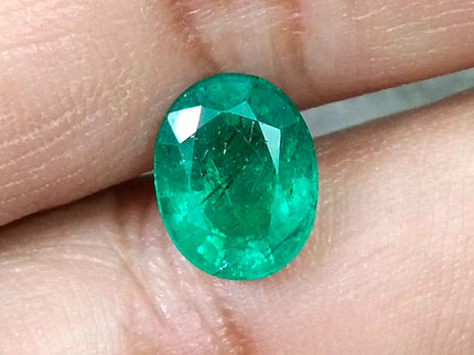 3.04ct Zambian Emerald, Forest Green Certified Natural Oval Cut Loose Gemstone