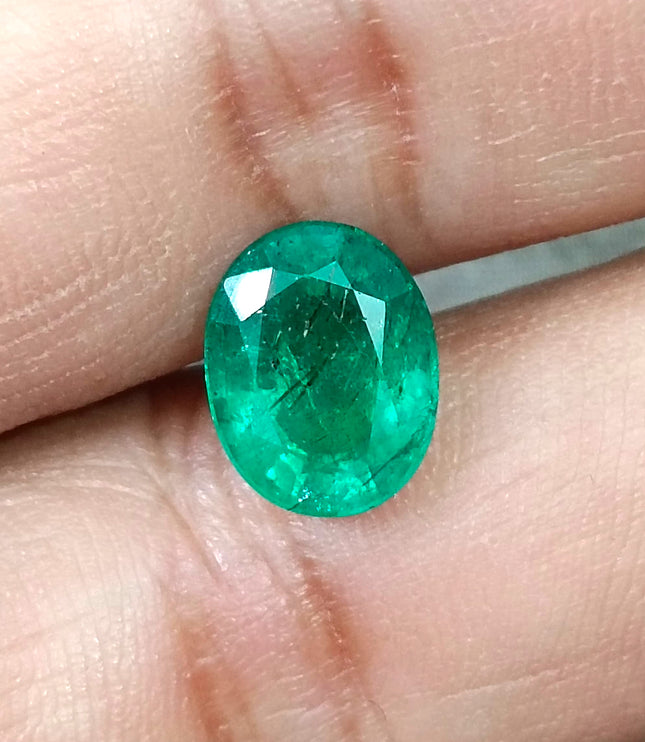 3.04ct Zambian Emerald, Forest Green Certified Natural Oval Cut Loose Gemstone