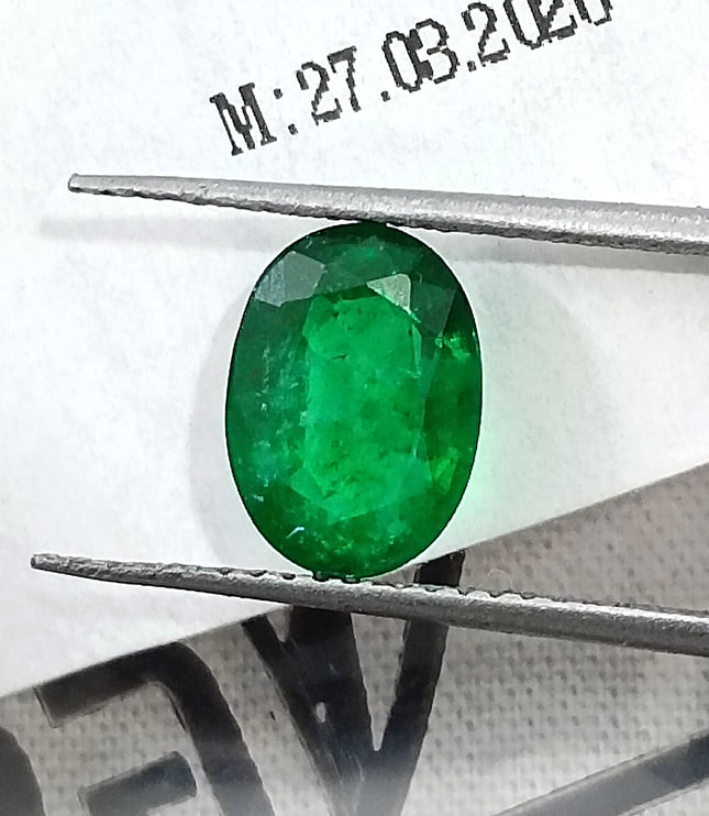 Emerald Natural 1.41ct Certified Deep Vivid Green Oval Cut Loose Gemstone