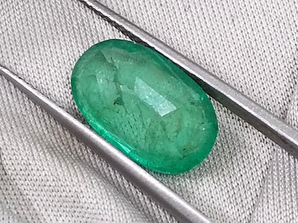 3.47ct Panjshir Emerald Natural GSI Certified Intense Green Oval Cut Loose Gemstone