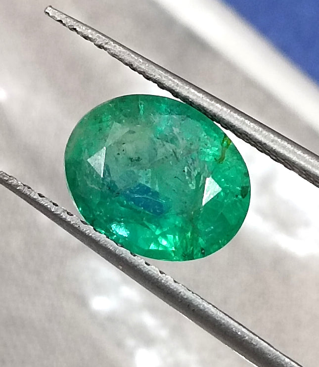 Zambian Emerald 2.28ct Certified Intense Green Oval Cut Loose Gemstone