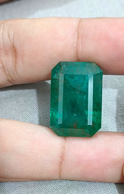 HUGE GSI Certified 36.95ct Deep Green Zambian Emerald , 100% Natural Earth Mined Gemstone