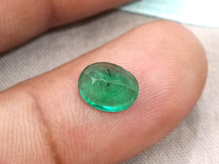 1.64ct Emerald Natural Zambia Vivid Medium Deep Green Oval Gemstone