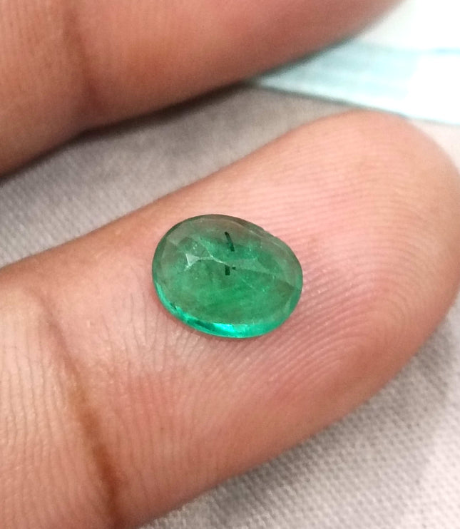 1.64ct Emerald Natural Zambia Vivid Medium Deep Green Oval Gemstone