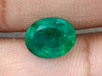 Zambian Emerald 2.67ct Certified Natural Deep Vivid Green Oval Cut Loose Gemstone
