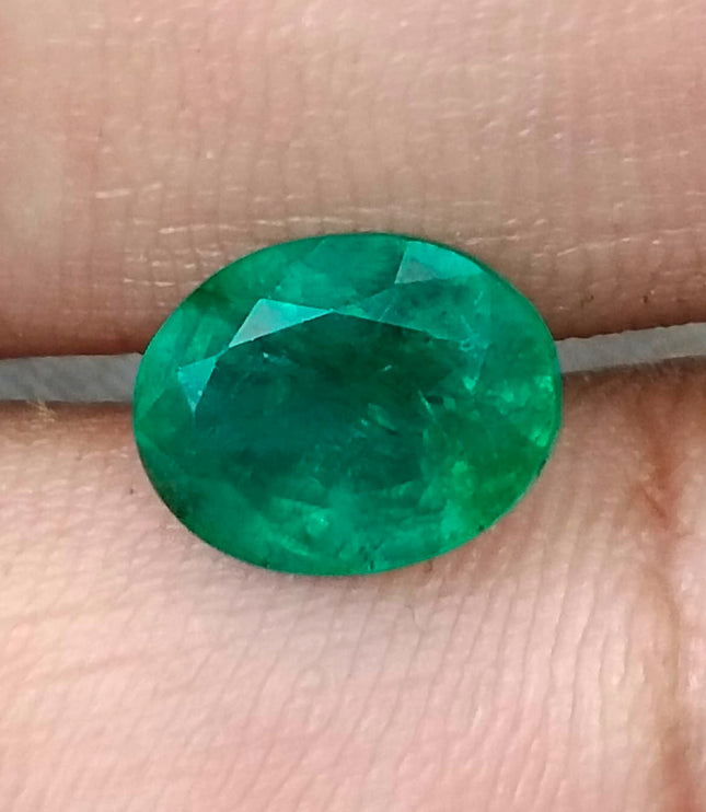 Zambian Emerald 2.67ct Certified Natural Deep Vivid Green Oval Cut Loose Gemstone