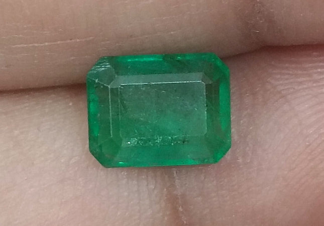 1.78ct GSI Certified Deep Glass Green Zambian Emerald Minor Oiled Loose Gemstone