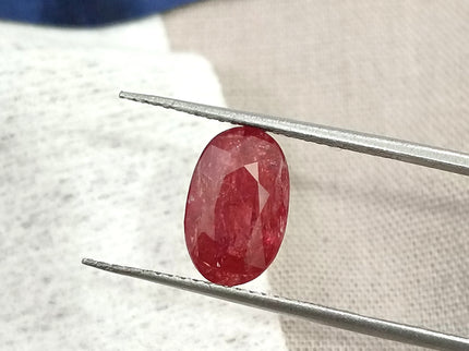 2.60ct Untreated Mozambique Ruby SGL Certified Rasberry Red Oval Cut Gemstone