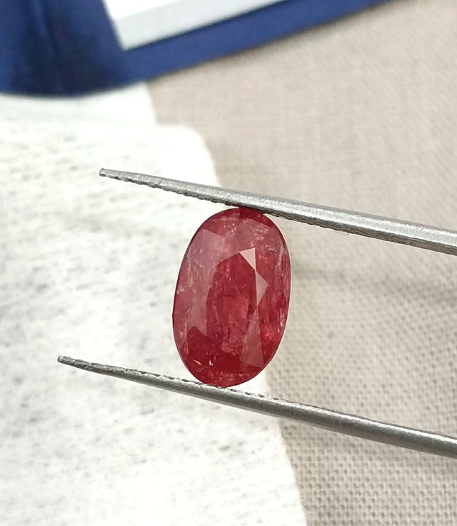 2.60ct Untreated Mozambique Ruby SGL Certified Rasberry Red Oval Cut Gemstone