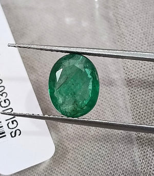 Emerald Natural Zambia 2.34ct SGL Certified Spring Green Color Oval Cut Loose Gemstone
