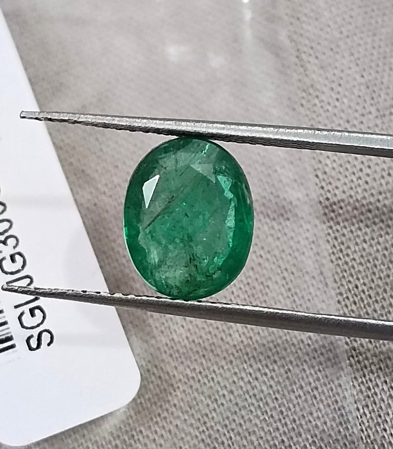 Emerald Natural Zambia 2.34ct SGL Certified Spring Green Color Oval Cut Loose Gemstone