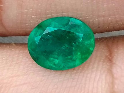 Zambian Emerald 2.67ct Certified Natural Deep Vivid Green Oval Cut Loose Gemstone