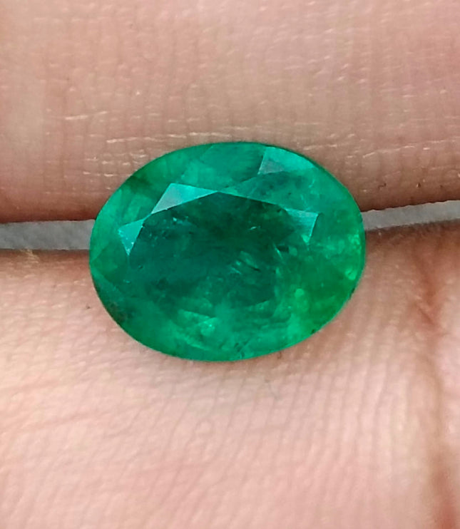 Zambian Emerald 2.67ct Certified Natural Deep Vivid Green Oval Cut Loose Gemstone