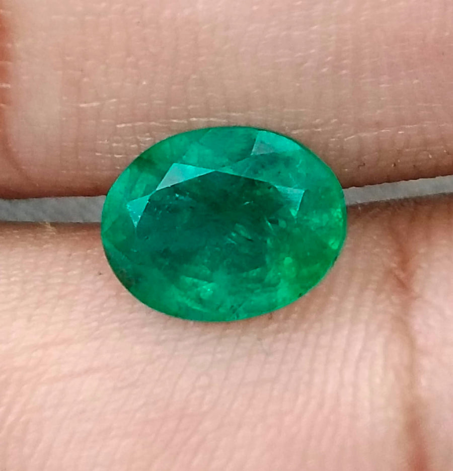 Zambian Emerald 2.67ct Certified Natural Deep Vivid Green Oval Cut Loose Gemstone