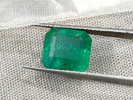 Zambian Emerald 3.13ct Certified Natural Medium Green Octagon Cut Loose Gemstone