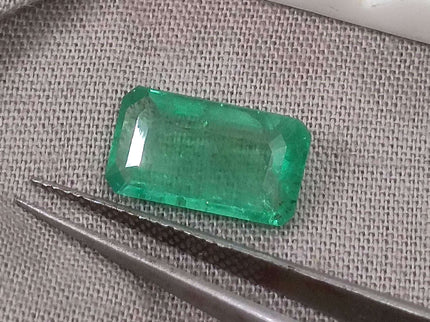 Zambian Emerald 2.74ct Certified Natural Medium Light Green Octagon Cut Loose Stone
