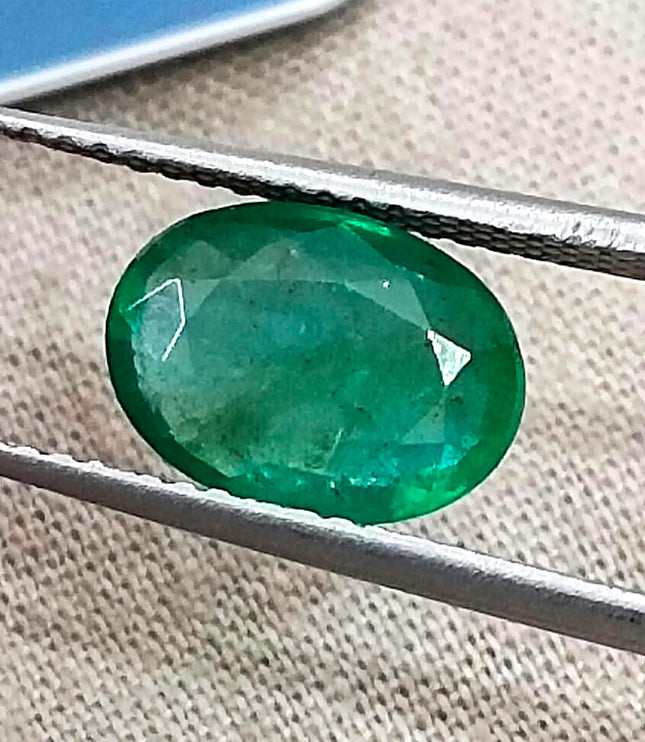 1.88ct Natural Emerald Zambia Medium Deep Green Oval Cut Earth Mined Gemstone
