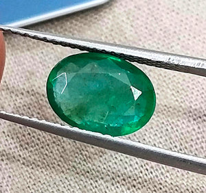 1.88ct Natural Emerald Zambia Medium Deep Green Oval Cut Earth Mined Gemstone