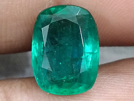 5.35ct Emerald Natural Certified Deep Pure Green Cushion Cut Stone