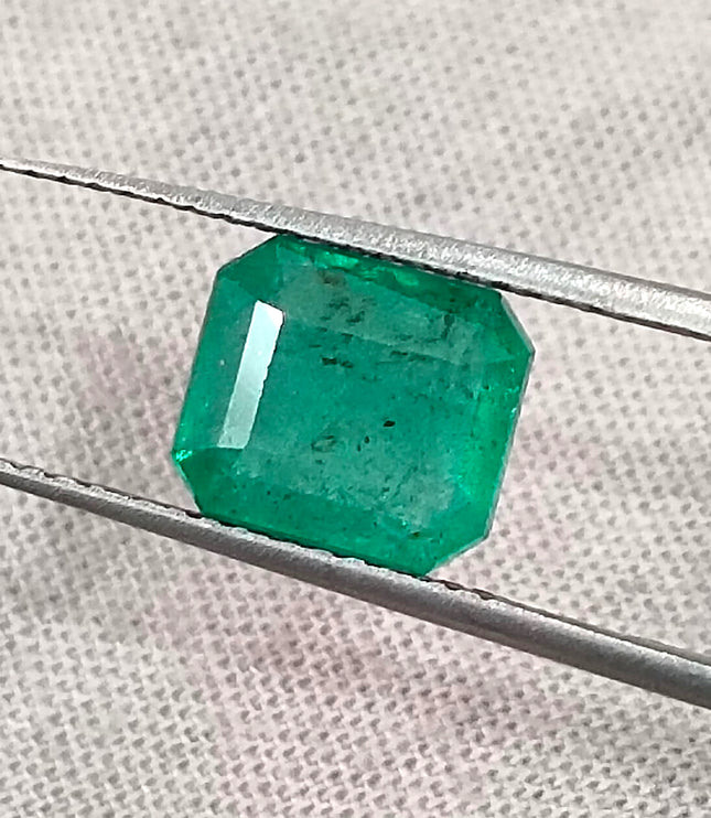 2.11ct Zambian Emerald, Medium Light Green Octagon Cut Loose Gemstone