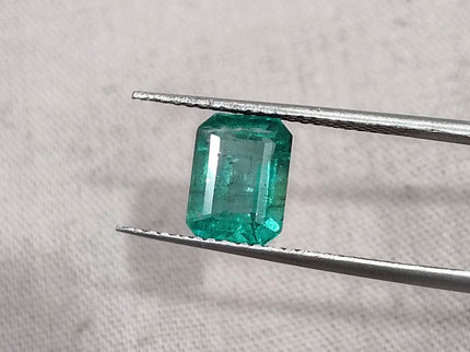 1.38ct Natural Emerald SGL Certified Zambian Medium Slightly Bluish Green Octagon Gemstone