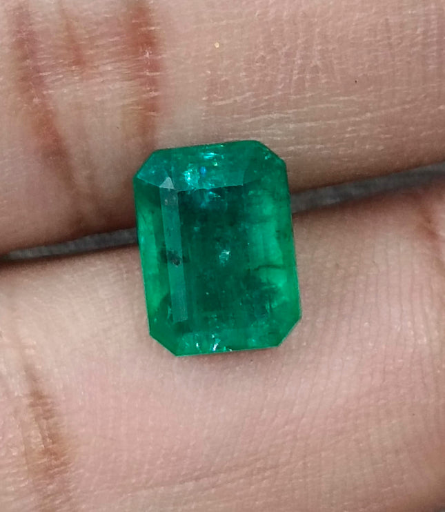 3.15ct Zambian Emerald, Certified Natural Deep Green Octagon Cut Gemstone