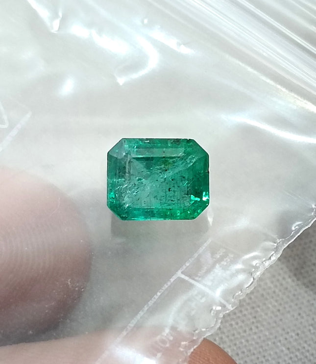 1.76ct Natural Emerald Zambia SGL Certified Medium Deep Green Octagon Cut Loose Gemstone