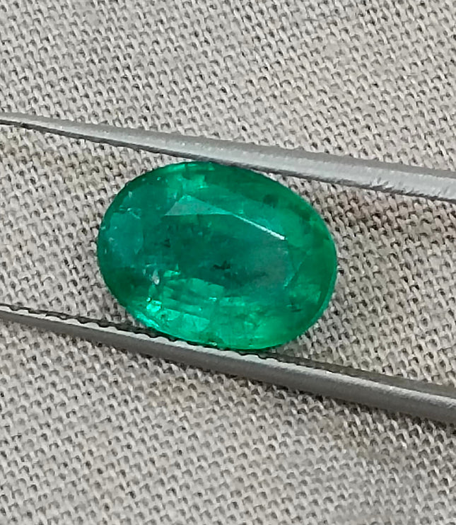 Zambian Emerald 2.31ct Certified Natural Medium Deep Green Oval Cut Loose Gemstone
