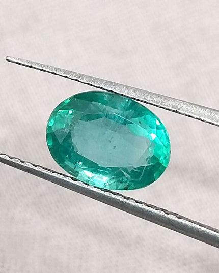 GSI Certified 1.44ct Medium Shamrock Green Natural Zambian Emerald Minor Oiled Loose Gemstone