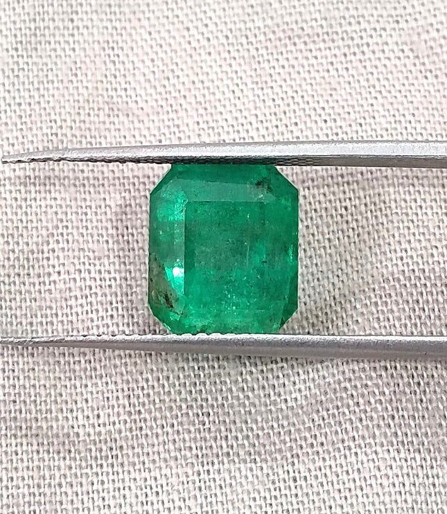 Zambian Emerald 4.77ct Natural Medium Deep Mystic Green Octagon Cut Loose Gemstone