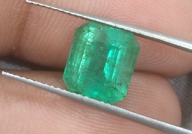GSI Certified Medium Sea Green Zambian Emerald Minor Oiled Loose Gemstone