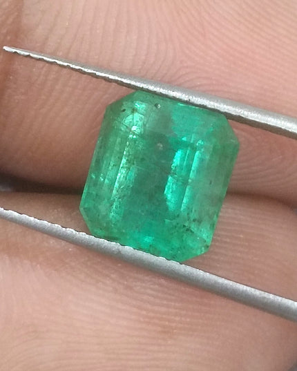 GSI Certified Medium Sea Green Zambian Emerald Minor Oiled Loose Gemstone