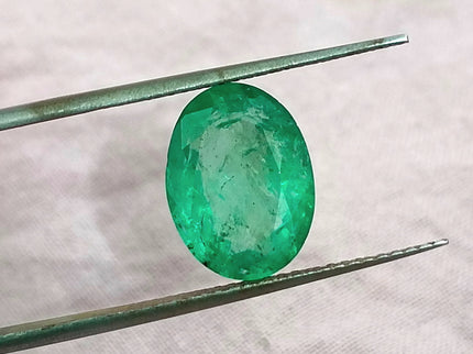 GSI Certified 2.77ct Panjshir Emerald Natural Medium Light Green Oval Cut Gemstone
