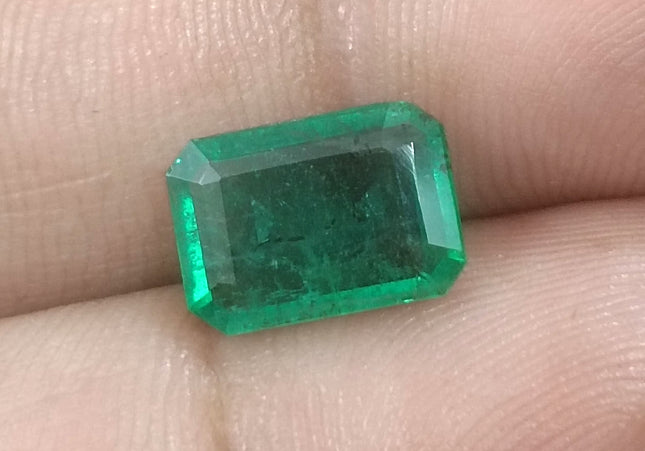 2.73ct GSI USA Certified Medium Deep Green Spring Green Zambian Emerald Minor Oiled Loose Gemstone