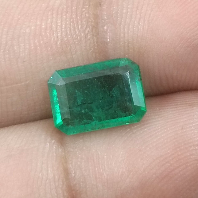 2.73ct GSI USA Certified Medium Deep Green Spring Green Zambian Emerald Minor Oiled Loose Gemstone
