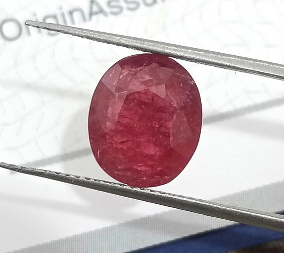 4.12ct Ruby Mozambique Unheated Natural SGL Certified Wine Red Oval Gemstone