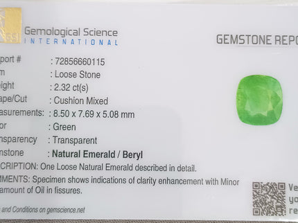 Ethiopian emerald 2.32ct Certified Neon Green Natural Gemstone