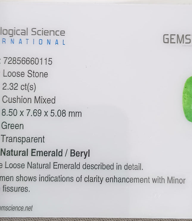 Ethiopian emerald 2.32ct Certified Neon Green Natural Gemstone