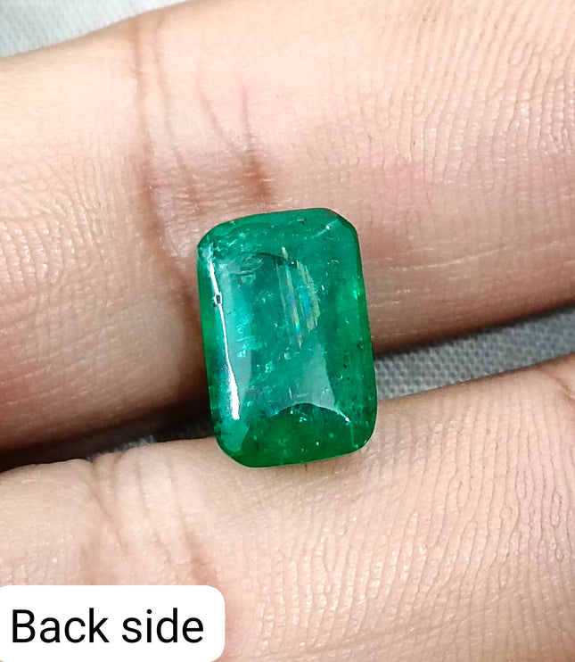 Zambian Emerald 5.88ct Certified Natural Sugarloaf Cut Vivid Green Gemstone