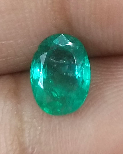 GSI Certified 1.26ct Medium Bright Green Natural Zambian Emerald Minor Oiled Loose Gemstone