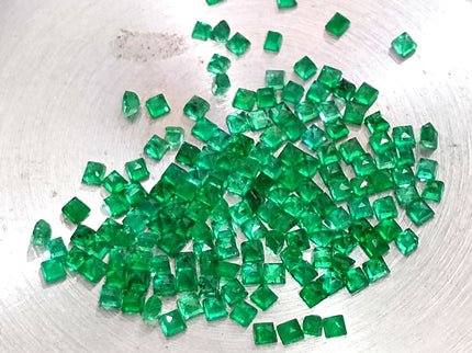 Natural Emerald Lot Calibrated 6.55ct Princess Cut Medium Deep Vivid Green Stones