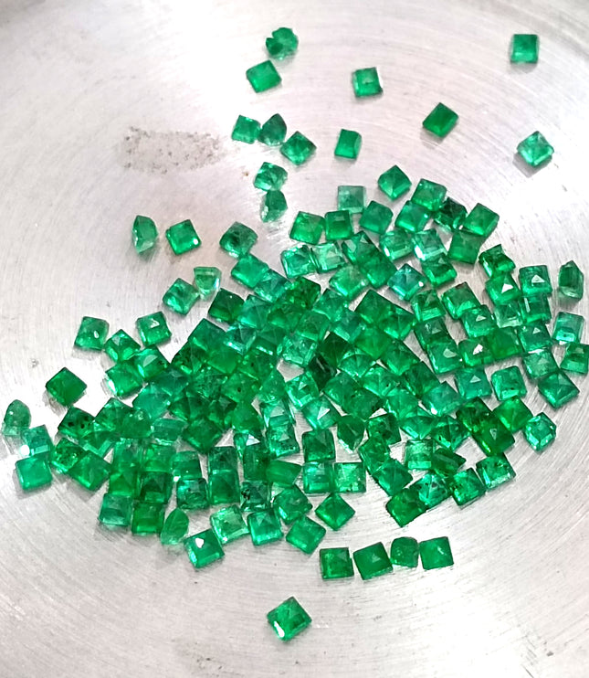 Natural Emerald Lot Calibrated 6.55ct Princess Cut Medium Deep Vivid Green Stones