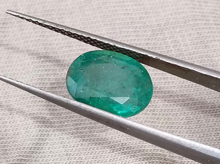Zambian Emerald 2.88ct Certified Natural Deep Green Oval Cut Loose Gemstone