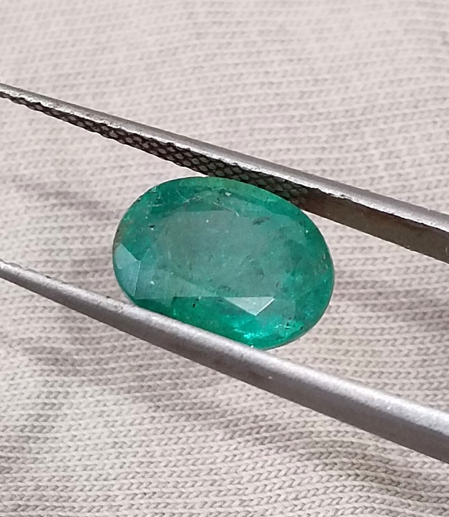 Zambian Emerald 2.88ct Certified Natural Deep Green Oval Cut Loose Gemstone