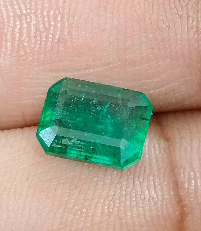 Zambian Emerald 3.32ct Medium Deep Green Certified Octagon Cut Natural Gemstone
