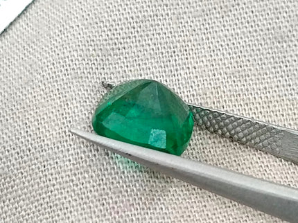Zambian Emerald 3.46ct Vivid Green Certified Natural Cushion Cut Gemstone