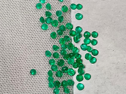 1.32ct Calibrated Panjshir Emerald Lot mm sizes Bright Spring Green Round Cut Loose Gemstones