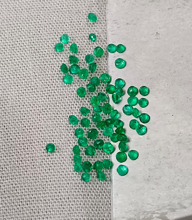 1.32ct Calibrated Panjshir Emerald Lot mm sizes Bright Spring Green Round Cut Loose Gemstones