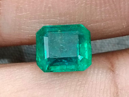 2.08ct Zambian Emerald, Certified Natural Medium Deep Green Octagon Cut Gemstone
