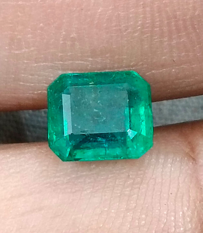 2.08ct Zambian Emerald, Certified Natural Medium Deep Green Octagon Cut Gemstone